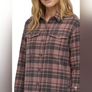 Patagonia Fjord Flannel Jacket Women’s Small Plaid Pink Shacket Grunge Revival